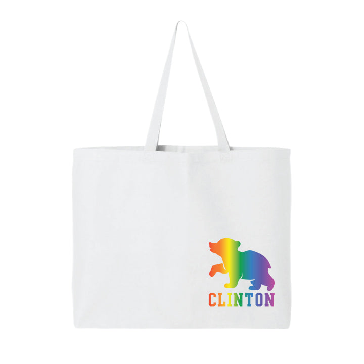 Clinton Ombre Rainbow Bear Large Tote Bag