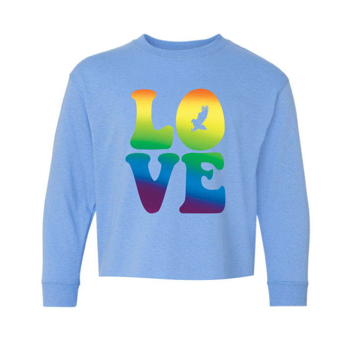 Harrison Raw Cropped Ombre Love Long Sleeve T-Shirt