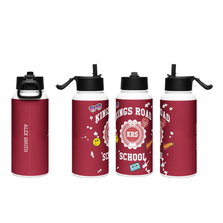 Kings Road Personalized Splatter Stainless Water Bottle with Straw