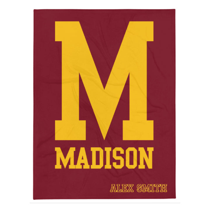 Madison Personalized Silky Fleece Throw Blanket