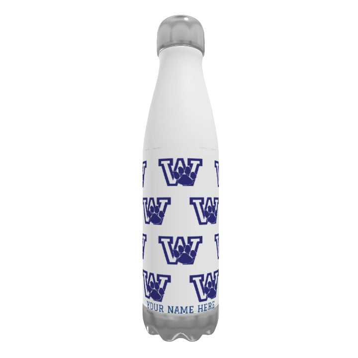 Wyoming All Over Paw Personalized Stainless Water Bottle